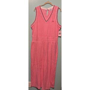 Juicy Juicy Couture Womens XXLY2K Crop Wide Leg Terry Cloth Jumpsuit V Neck Pink